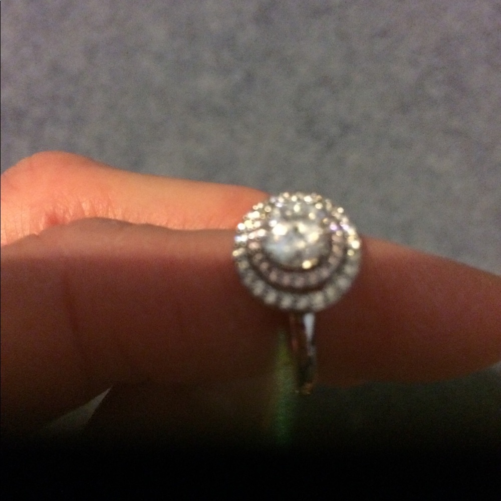 Sterling silver cubic zirconia with amethyst.
